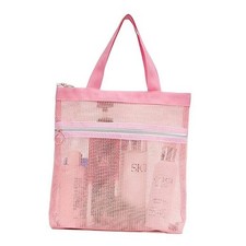 Mesh Shower Caddy Bag Portable Small Hanging Toiletry Tote Bag for Gym Pink