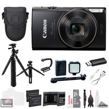 Canon PowerShot ELPH 360 HS A (Black) +64GB+ Ext Batt+ LED Light- ULTIMATE Kit