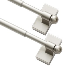 Turquoize 2 Pack Magnetic Curtain Rods for Metal 16-28 Inch 2 Pack, Nickel