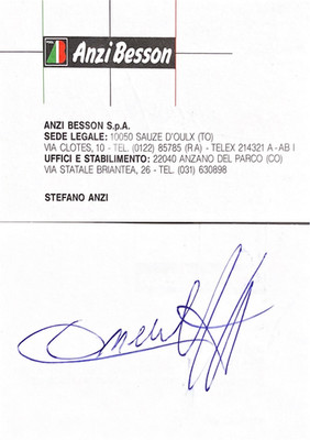 Autogramm Stefano ANZI Ski-alpin 70er Jahre Italien heute Unternehmer BESSON xyz