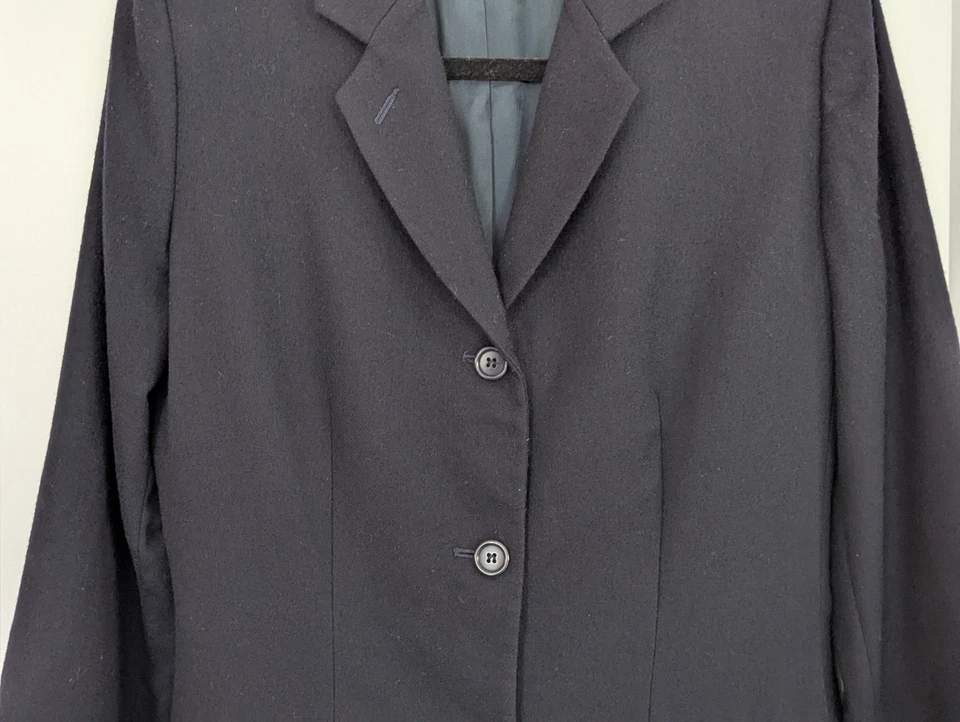 Blazer Náutico Mujer Talla 8 Negro Lana Forrado Informal Carrera Estilo Elegante Usado en Excelente Condición  Foto 4 de 4