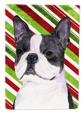 Caroline's Treasures Boston Terrier Candy Cane Christmas Flag Large Multicolor