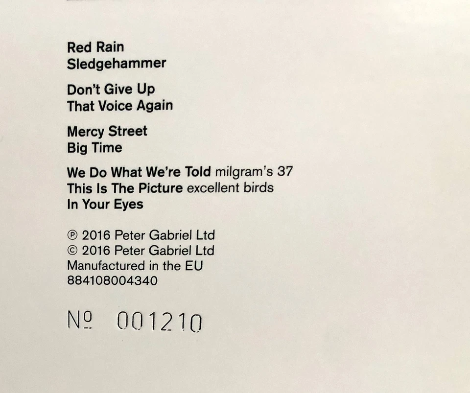 Peter Gabriel "So" - 2 LP 45 RPM Numbered Edition - Hard to Find!!  No. 001210 - Image 4 of 4