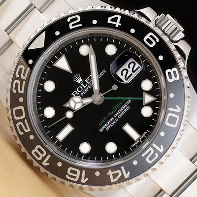 2008 ROLEX GMT MASTER II 116710LN BLACK DIAL CERAMIC STEEL OYSTER BAND WATCH