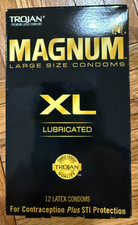 Trojan Premium Latex Magnum XL Large Size Lubricated Condoms - 12 Count