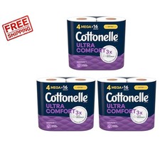 Ultra Comfort 2-Ply Toilet Paper - 4 Mega Rolls, 244 Sheets Each, Pack of 3