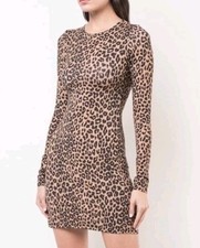 Reformation Smith Cougar Print Bodycon Dress Sz Small