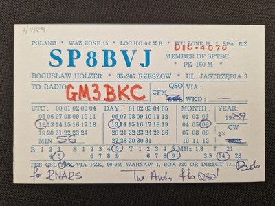 Polen - 1989 - SP8BVJ - Funk QSL-Karte #W1599