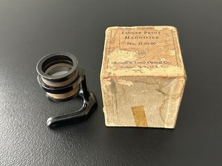 Antique Vintage POLICE FINGER PRINT MAGNIFIER Bausch & Lomb with Box