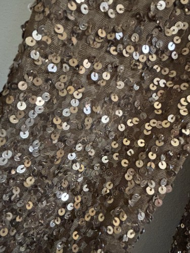 Adrianna Papell E Live from Red Carpet Sequin Bronze Short Dress Size 10 - Picture 8 of 11
