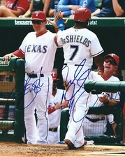 Signed  8x10 JEFF BANISTER & DELINO DESHIELDS  Rangers Autographed photo - COA 