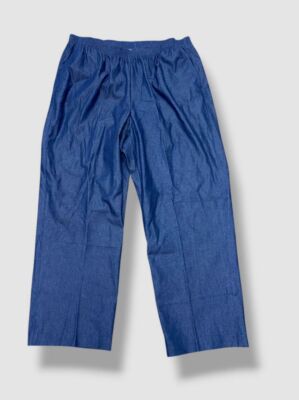Alfred Dunner Women's Blue Denim Pull-on Straight-Leg Pants Plus