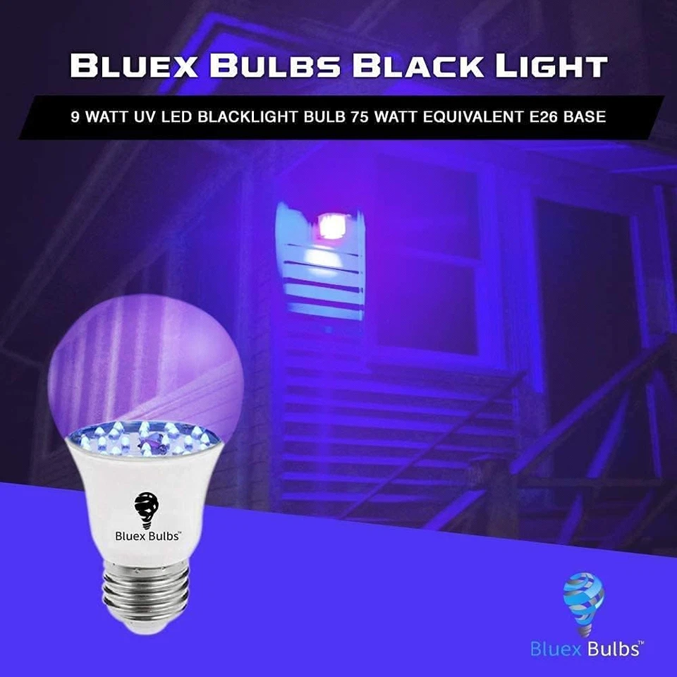 6 Pack LED Black Light Bulb, 9W A19 E26 Blacklight Bulb Level 385-400Nm, Body Pa - Image 4 of 4