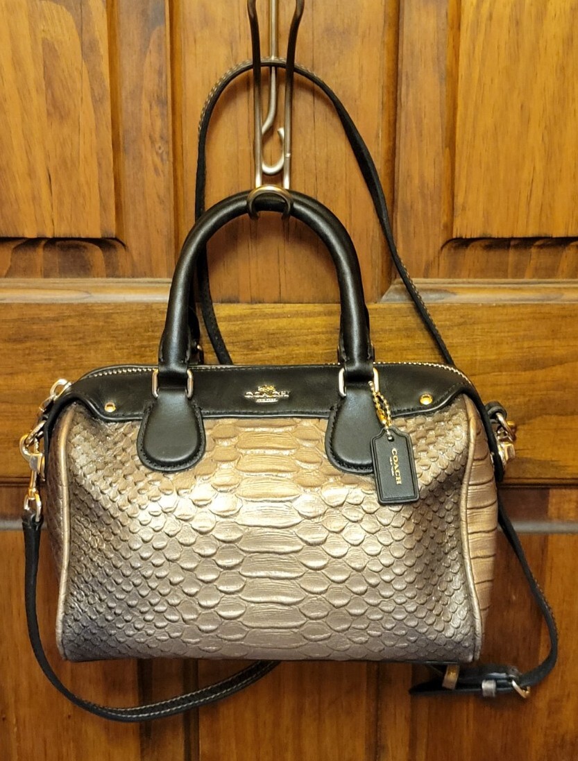 Coach Mini Baby Metallic Gold Python Embossed… Gem