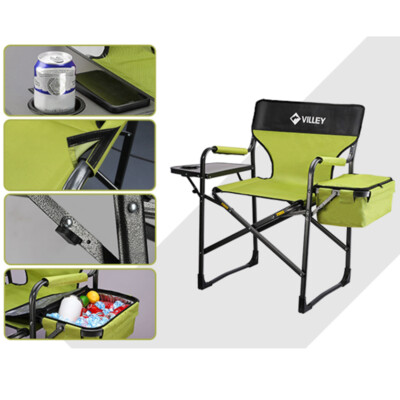VOLLEY Heavy Duty Director Chair Folding Camping Chair 20''x 23''x37'' w/Cooler Bag