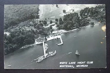 WHITE LAKE YACHT CLUB Whitehall, Michigan RPPC vintage postcard, AS IS