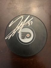 Travis Sanheim  autographed Philadelphia Flyers puck *rookie camp signature & #