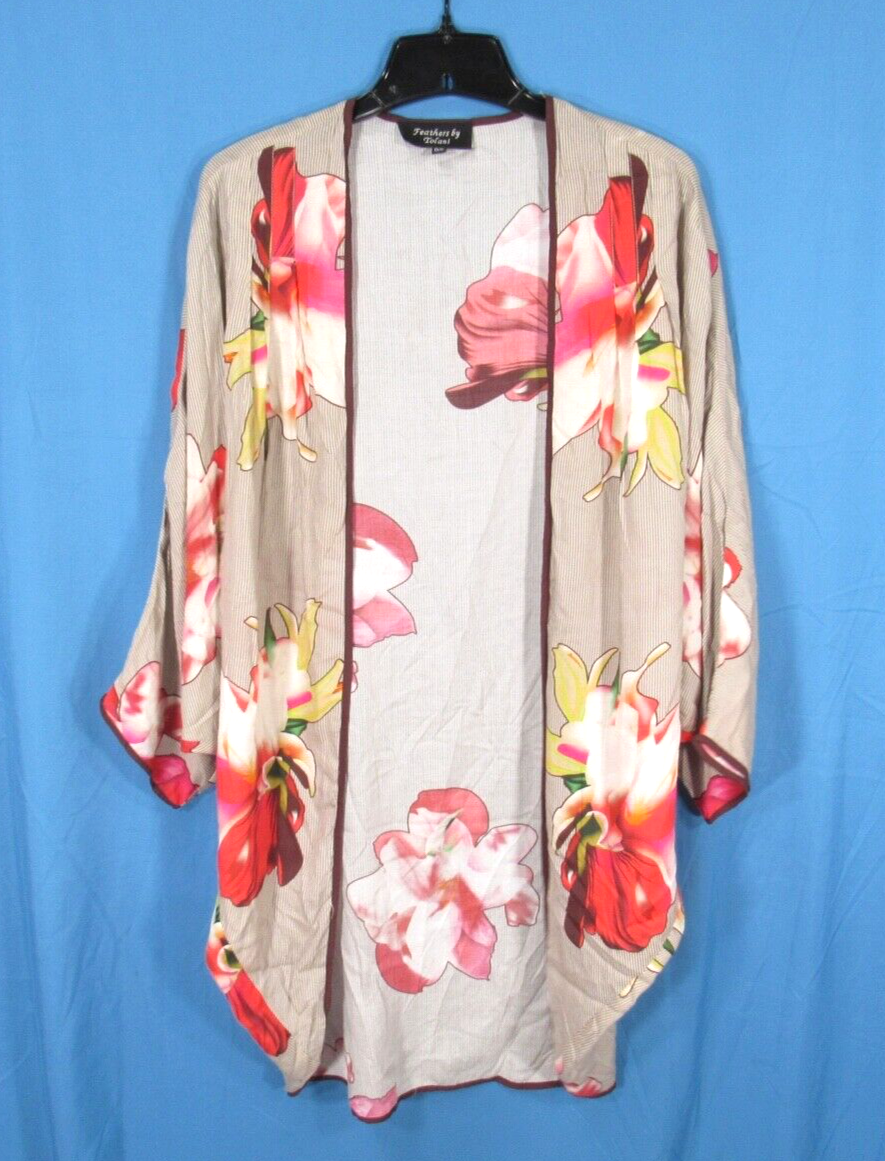 FEATHERS Tolani MULTI-COLOR Floral OPEN-FRONT Top Jacket Cardigan Kimono Sz OS