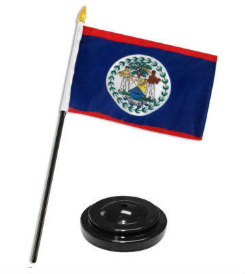 Belize 4''x6'' Flag Desk Set Table Stick Black Base 100D