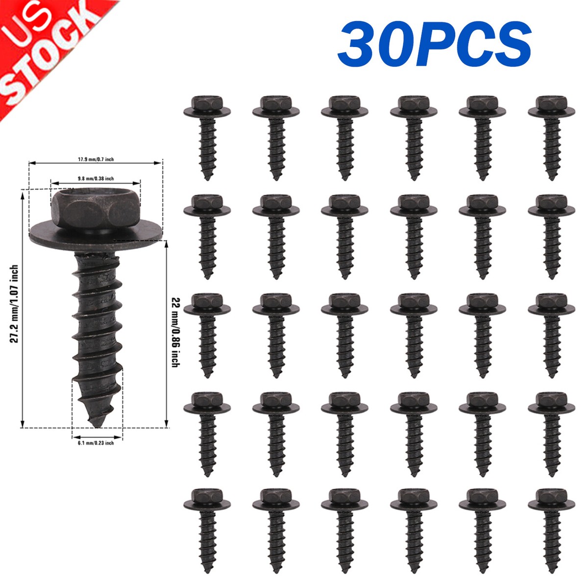 30 Pack Bumper Cover Bolts 30-Pack Toyota 90159-60496 Screws