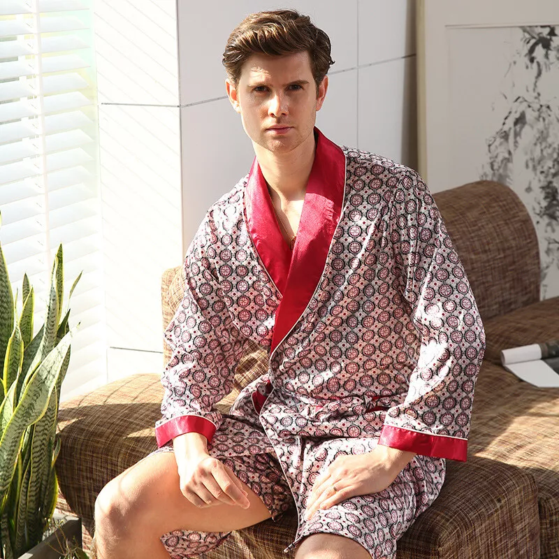 Long Silk Robe For Men Luxury Silk Bathrobe Men's Silk Sleepwear