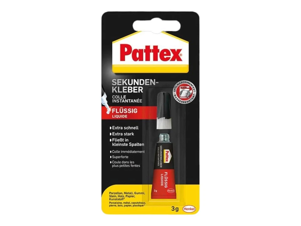 Sekundenkleber Pattex Flüssig extra Stark Alleskleber PSK1C Schnellkleber 3g