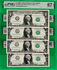 $1  NEAR SOLID Serial 033333331 TO 033333339 Federal Reserve CHOOSE ONE NOTE PMG