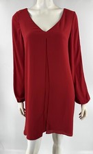 White House Black Market Dress Size 8 Red Flyaway Front Split Sleeve Womens