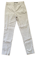 Zara Jacquard Type Texture Dress Pants Side Zipper Light Beige Zip Ankle Size Sm