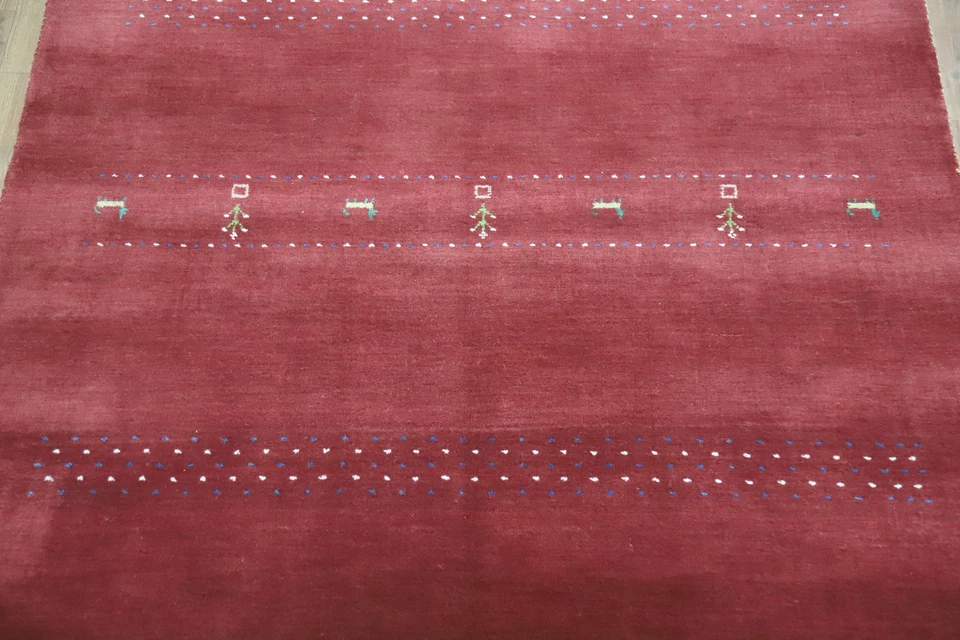 Red Traditional Gabbeh Rug Hand-knotted Wool Rug 5x8 ft. - Image 4 of 4