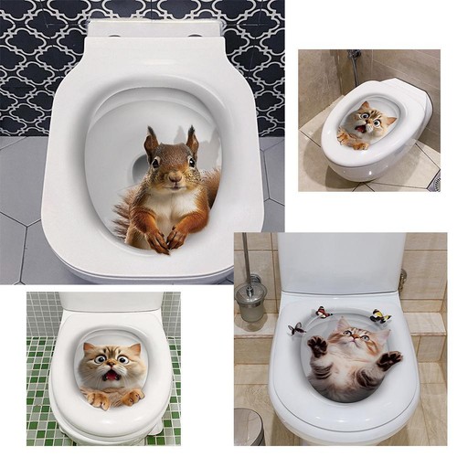 Toilet Lid Sticker Novelty Creative Toilet Seat Decals Squirrel Toile X7S3