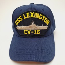 USS LEXINGTON CV-16 Patch Hat Baseball Cap Adjustable Navy Blue 100 Acrylic