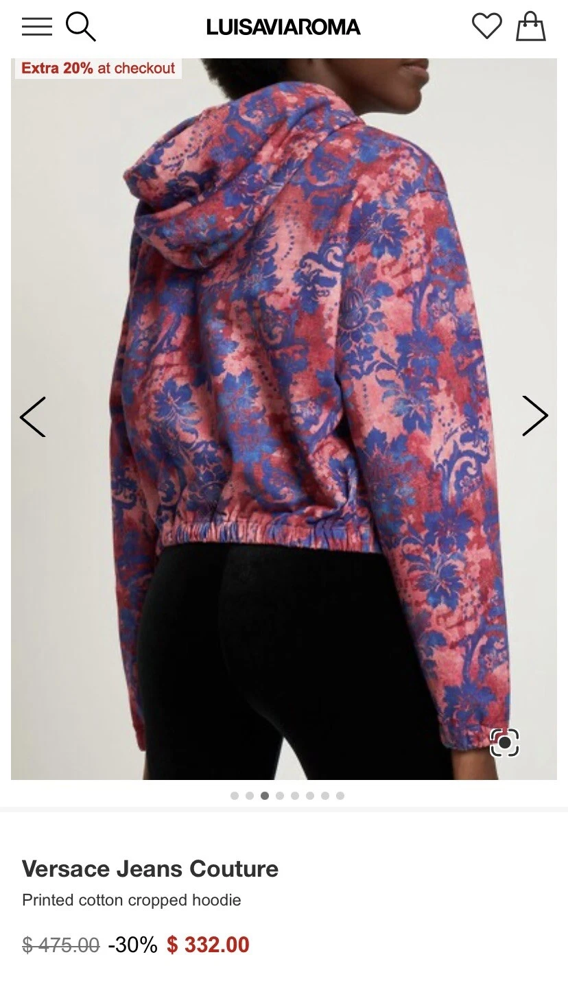 Versace Cropped Felpa con Cappuccio Donna S Vendita al Dettaglio $475