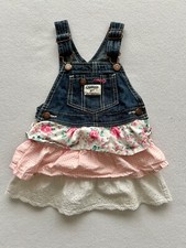 OshKosh B'gosh Toddler Girl Overall Dress Tiered Ruffle Size 2T
