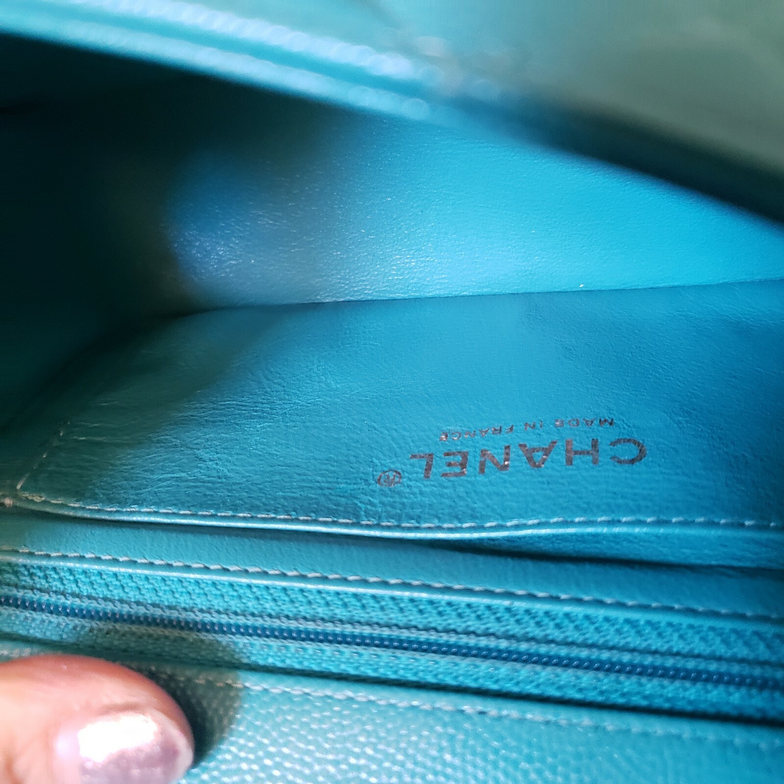 Chanel Classic mini Rectangular  turquoise blue C… - image 11