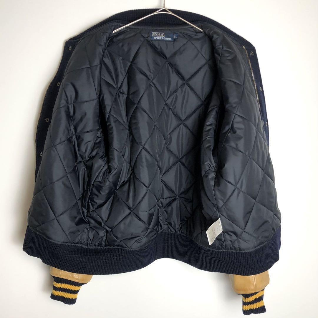 Polo Ralph Lauren Leather Stadium Jacket Navy L - Minor Wear & Fading Polo Ralph Lauren Leather Stadium Jacket Navy L - Minor Wear & Fading