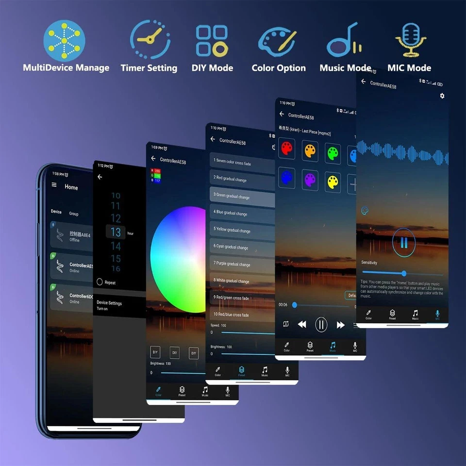 LED Strip Lights 5050 RGB Light Colour Changing Tape Cabinet TV USB Bluetooth UK - Image 2 of 4