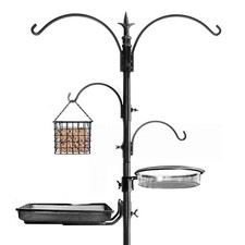 91" Bird Feeding Station Metal Deck Pole Wild Bird Feeder Stand Stake Prongs