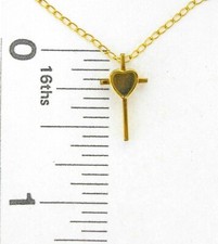 Pendant CROSS w HEART for baby or child yellow gold filled 13" light curb chain
