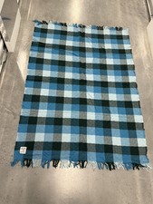 Vintage 80s 90s Faribo Faribault Woolen Mill Co Fringe Plaid Blanket 44.5x59.5  