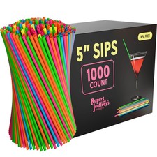 Disposable Plastic Coffee Stirrer Straw 5 Inch Sip Stir Stick 1000, Neon