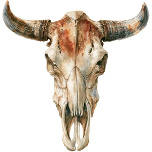 Cow Skull Cowboy Self Adhesive Sticker