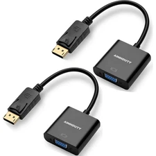 2-Pack Displayport to VGA Adapter Gold Plated DP Male to VGA Female Converter 