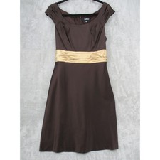 Adrianna Papell Dress Womens 12 Satin Sash Back Tie Party Evening Event Brown