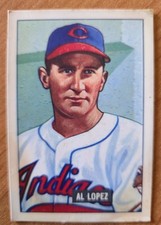 Bowman 1951 Al Lopez Cleveland Indians Base Set #295 MLB Baseball Trading Card
