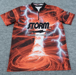 Storm Bowling Jersey MensXL Red Black 1/4 Quarter Zip Shirt Coolwick Extra Large