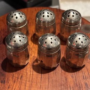 Antique Sterling Silver Set Of 6 Miniature Salt/peper Shakers,signed