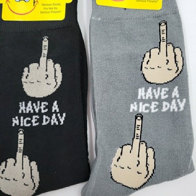 Have a Nice Day MIDDLE FINGER Mens Funny Socks Gift Sarcastic Novelty 2 PAIRS