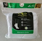 Athletic Works Women's Ankle Socks 10 PAIRS Shoe Size 8-12 Cushioned WHITE 10725