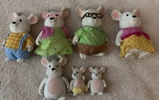 Lil Woodzeez Ratones Ratón Familia Flocado Animales Figuras Lote de 7 Mamá Papá Bebé Mezcla
